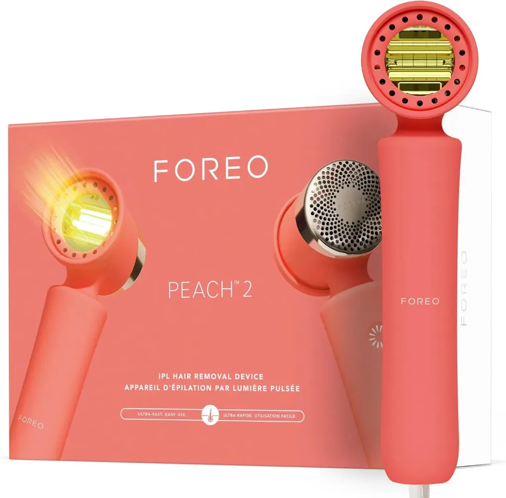 دستگاه حذف موهای زائد FOREO PEACH 2 IPL - حذف دائمی موهای زائد سریع و بدون درد - برای تمام بدن و صورت - سیستم خنک کننده پوست - شیلد سیلیکونی - جایگزین لیزر موهای زائد - قابل تنظیم